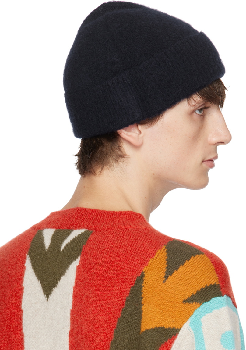 ZEGNA x The Elder Statesman Navy Brushed Beanie