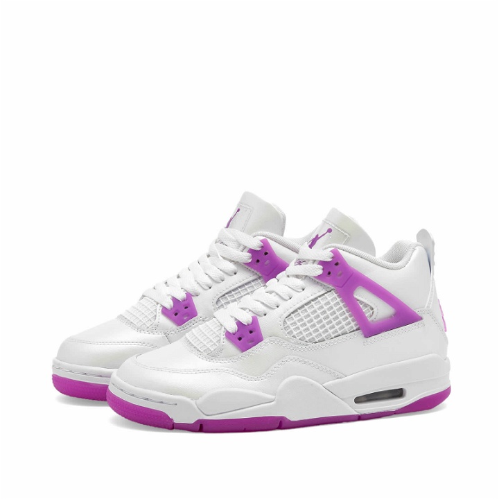 Photo: Air Jordan 4 Retro Edge GS Sneakers in White/Hyper Violet