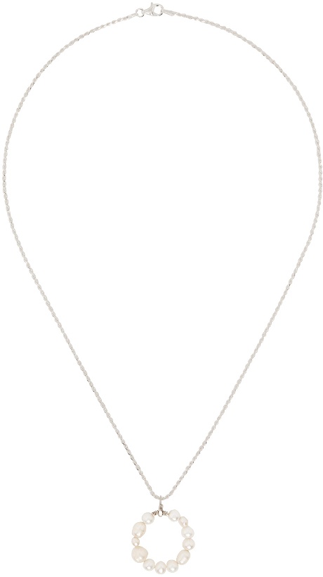 Photo: Bleue Burnham SSENSE Exclusive Silver Antique Pearl Pendant Necklace