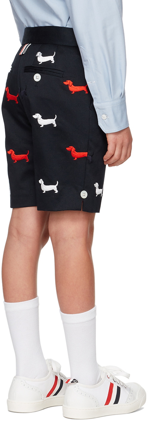 Thom Browne Kids Navy Side Tab Hector Shorts