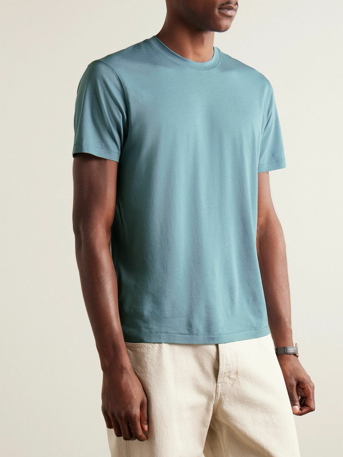 TOM FORD - Lyocell and Cotton-Blend Jersey T-Shirt - Blue
