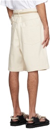 Jil Sander Off-White Belted Denim Shorts