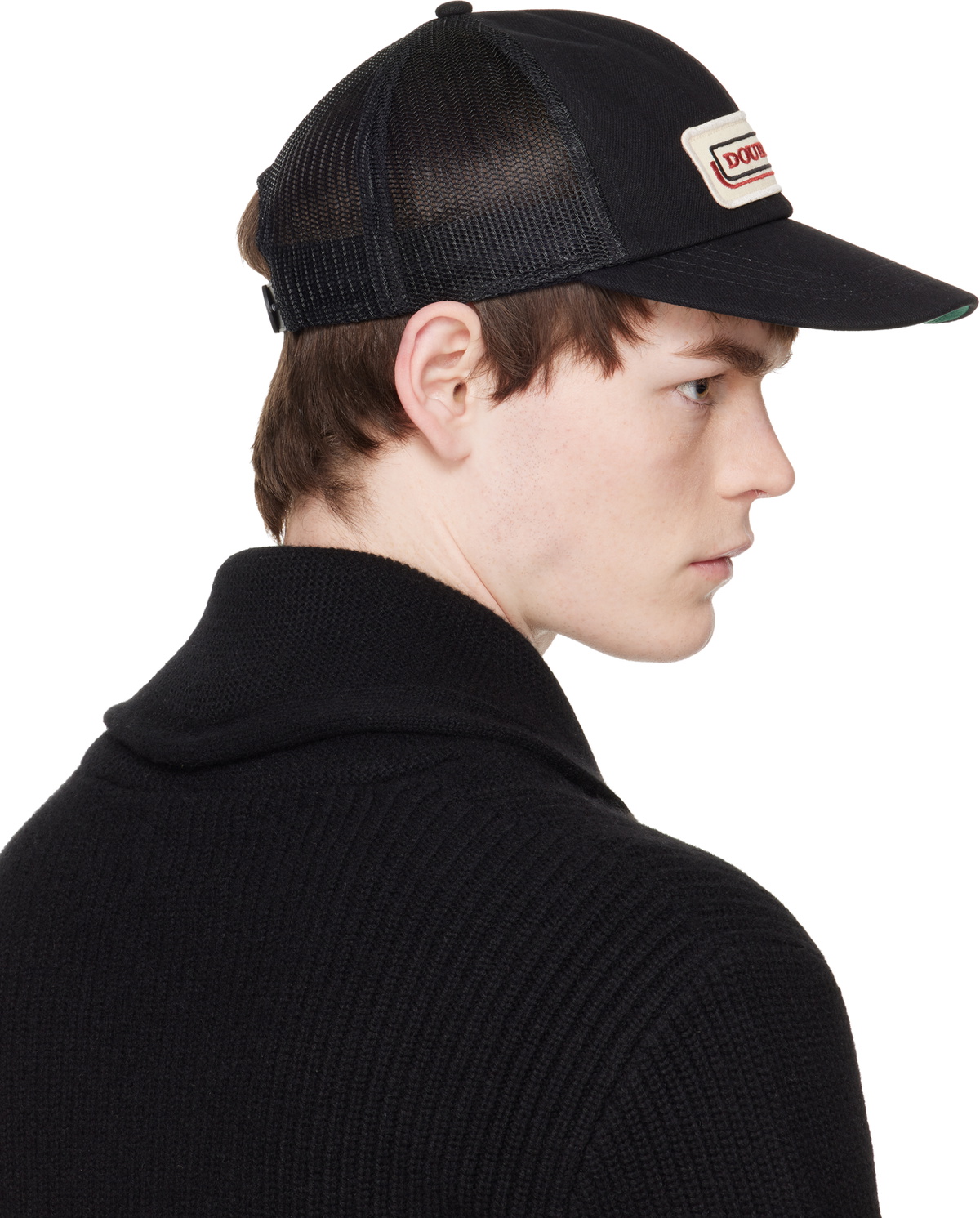 RRL Black Logo-Patch Denim Trucker Cap