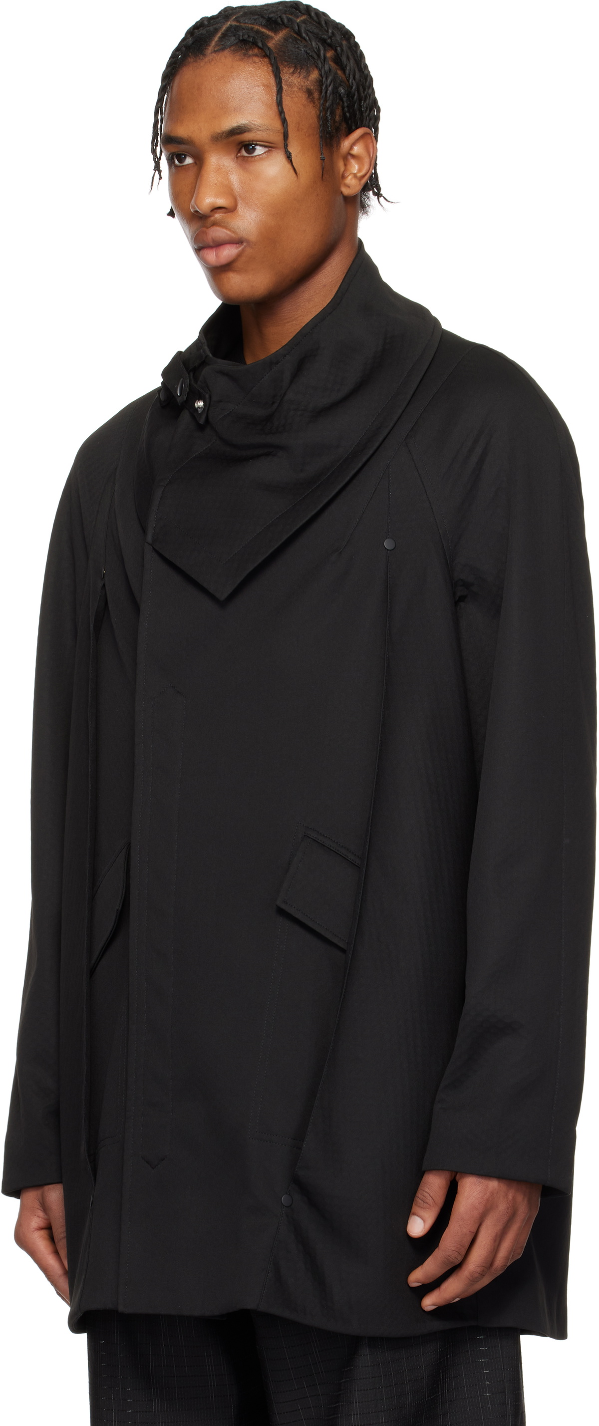 kikokostadinov 初期 Kiko Kostadinov Black Riadis Pleated Coat Kiko Kostadinov