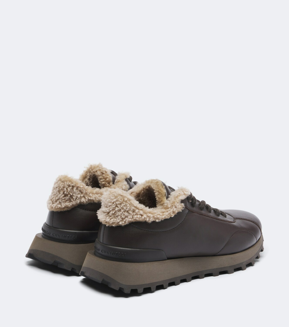 Brunello Cucinelli Monili shearling-trimmed leather sneakers