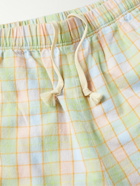 Acne Studios - Rong Logo-Appliquéd Checked Organic Cotton-Flannel Drawstring Shorts - Orange