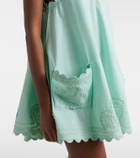 Juliet Dunn Embroidered scalloped cotton poplin minidress