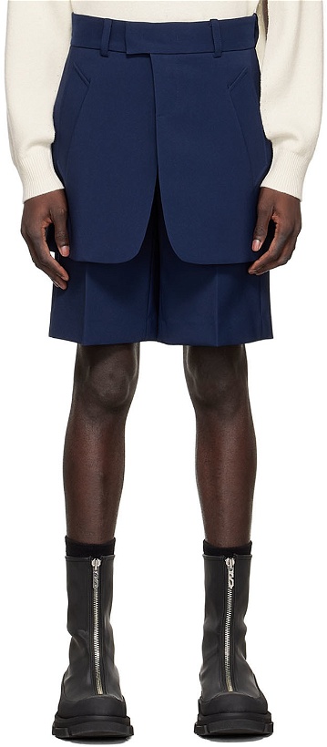 Photo: We11done Navy Polyester Shorts