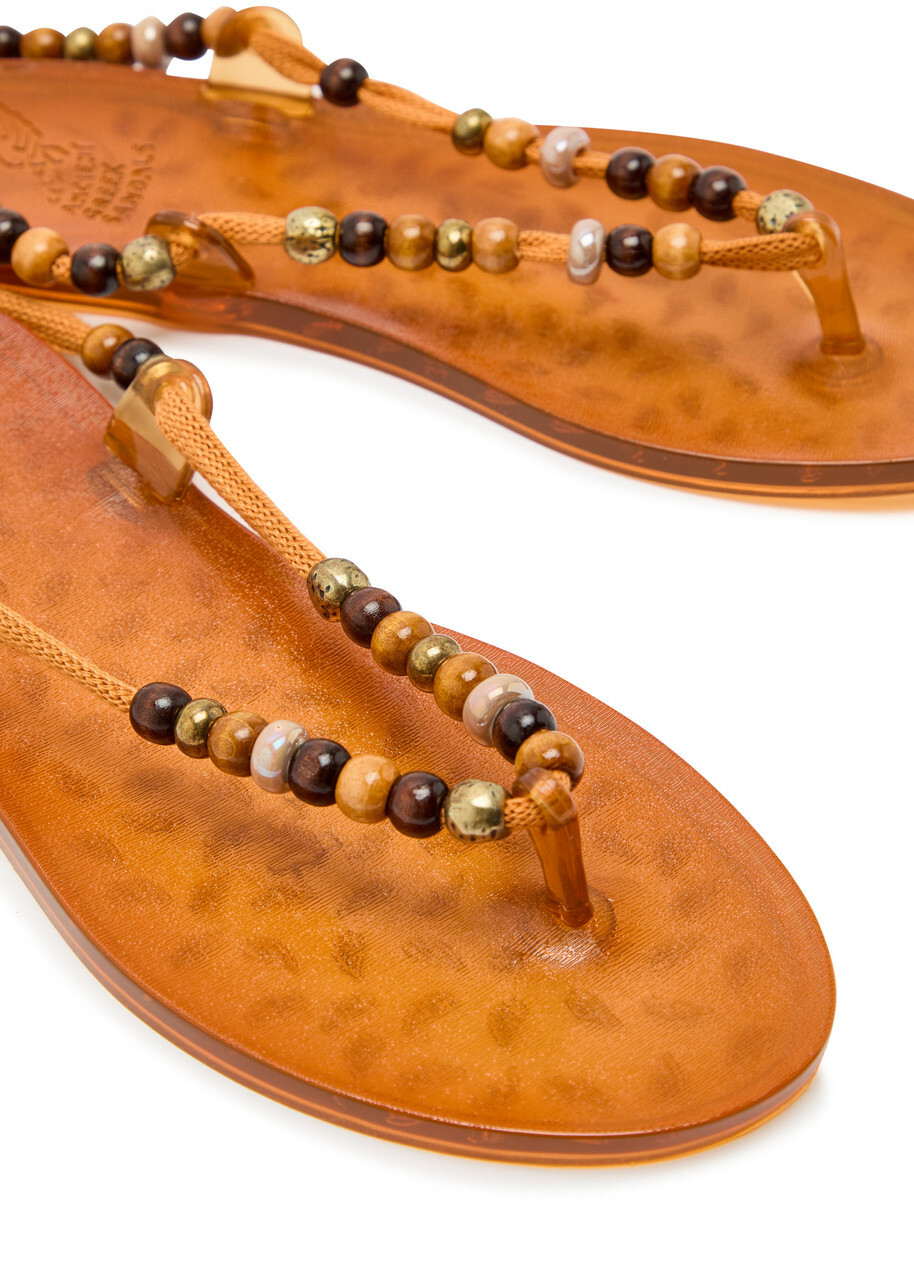 Ancient Greek Sandals Esther Beaded Jelly Sandals Camel