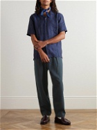 Universal Works - Straight-Leg Herringbone Brushed Cotton and Wool-Blend Trousers - Blue