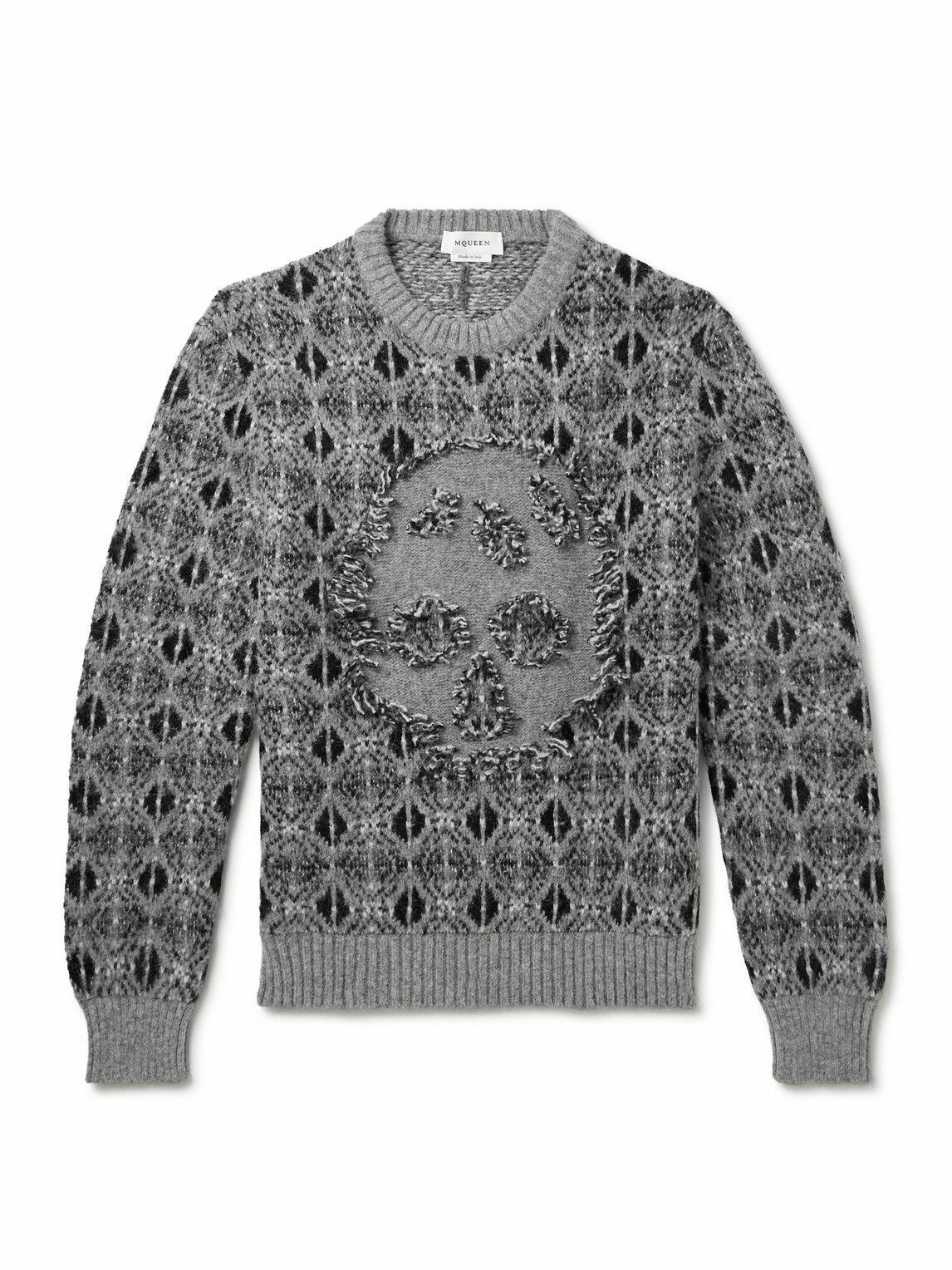 Alexander McQueen Red & Black Aran Knit Bi-Color Sweater