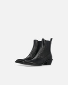 Pinko Shiny Leather Cowboy Ankle Boots Limo Black