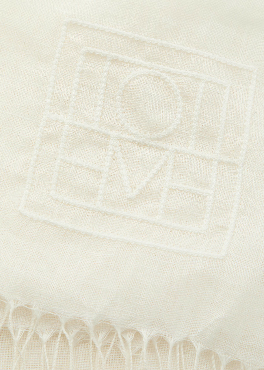 Toteme Logo-embroidered Frayed Linen Sarong - White - One Size