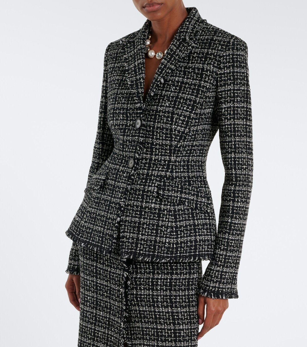 Erdem Checked cotton-blend tweed jacket