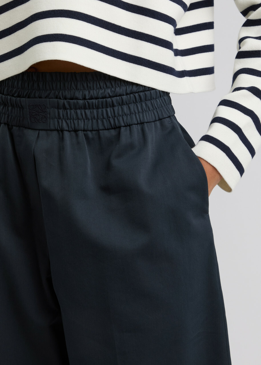 Loewe Cropped Wide-leg Cotton-blend Trousers Navy Loewe