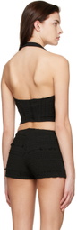 Luna Del Pinal Black Stretch Weave Tank Top