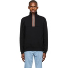 Burberry Black Icon Stripe Half-Zip Sweatshirt