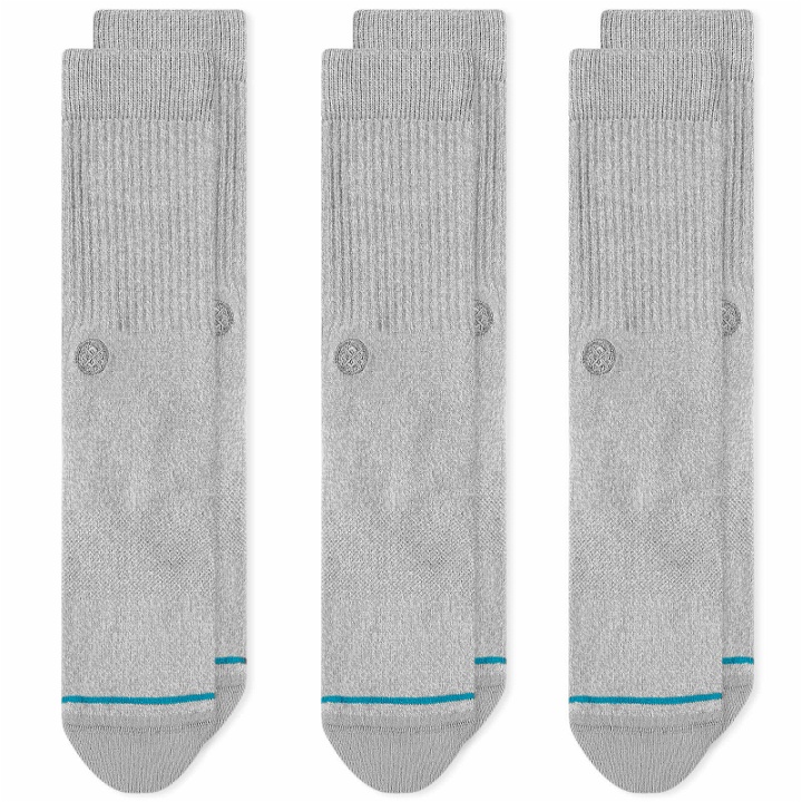Photo: Stance Icon Sock - 3 Pack in Grey
