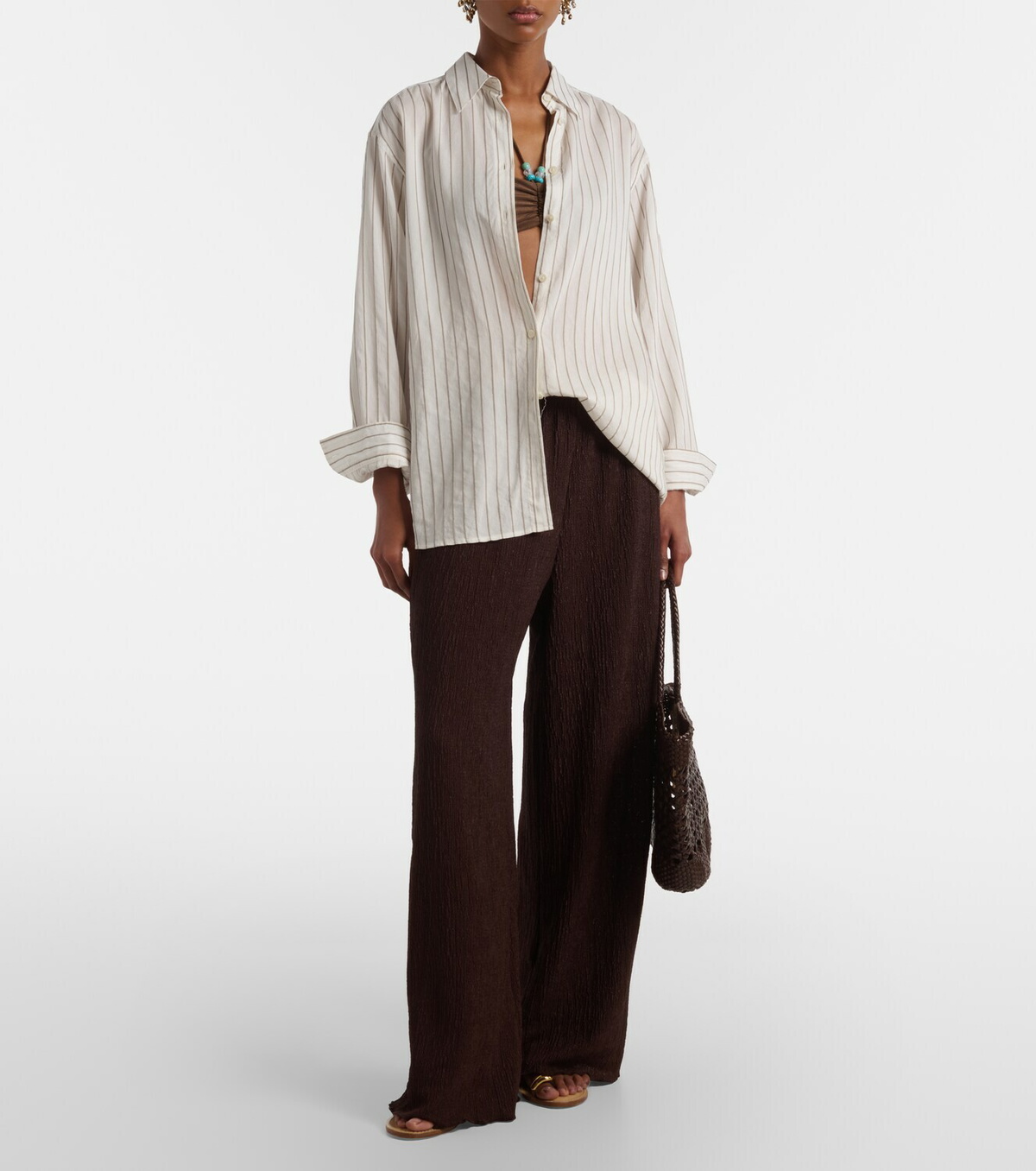 Jade Swim Mika seersucker wide-leg pants
