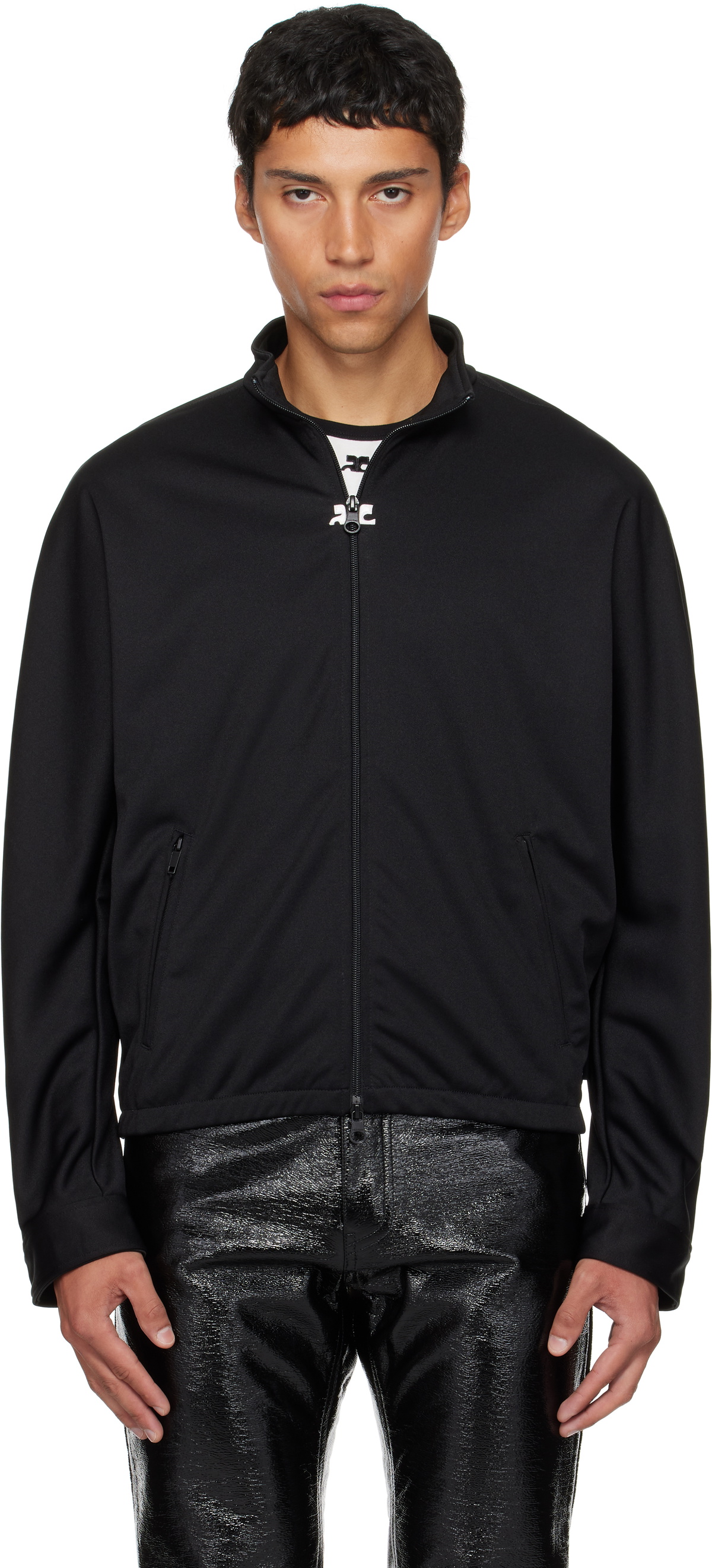 Courrèges Black Interlock Tracksuit Jacket
