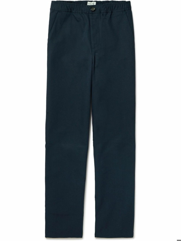 Photo: Oliver Spencer - Straight-Leg Cotton-Drill Drawstring Trousers - Blue