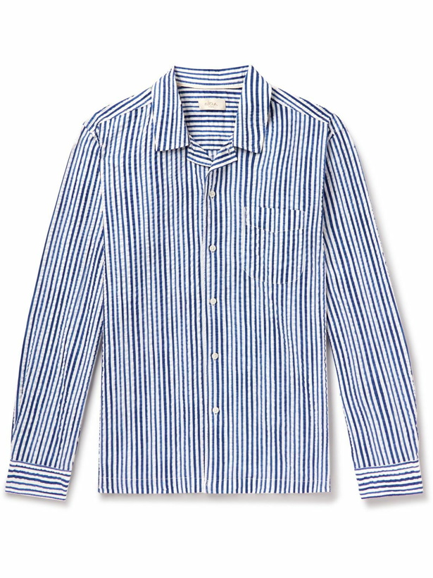 Photo: Altea - Harris Striped Cotton-Seersucker Shirt - Blue