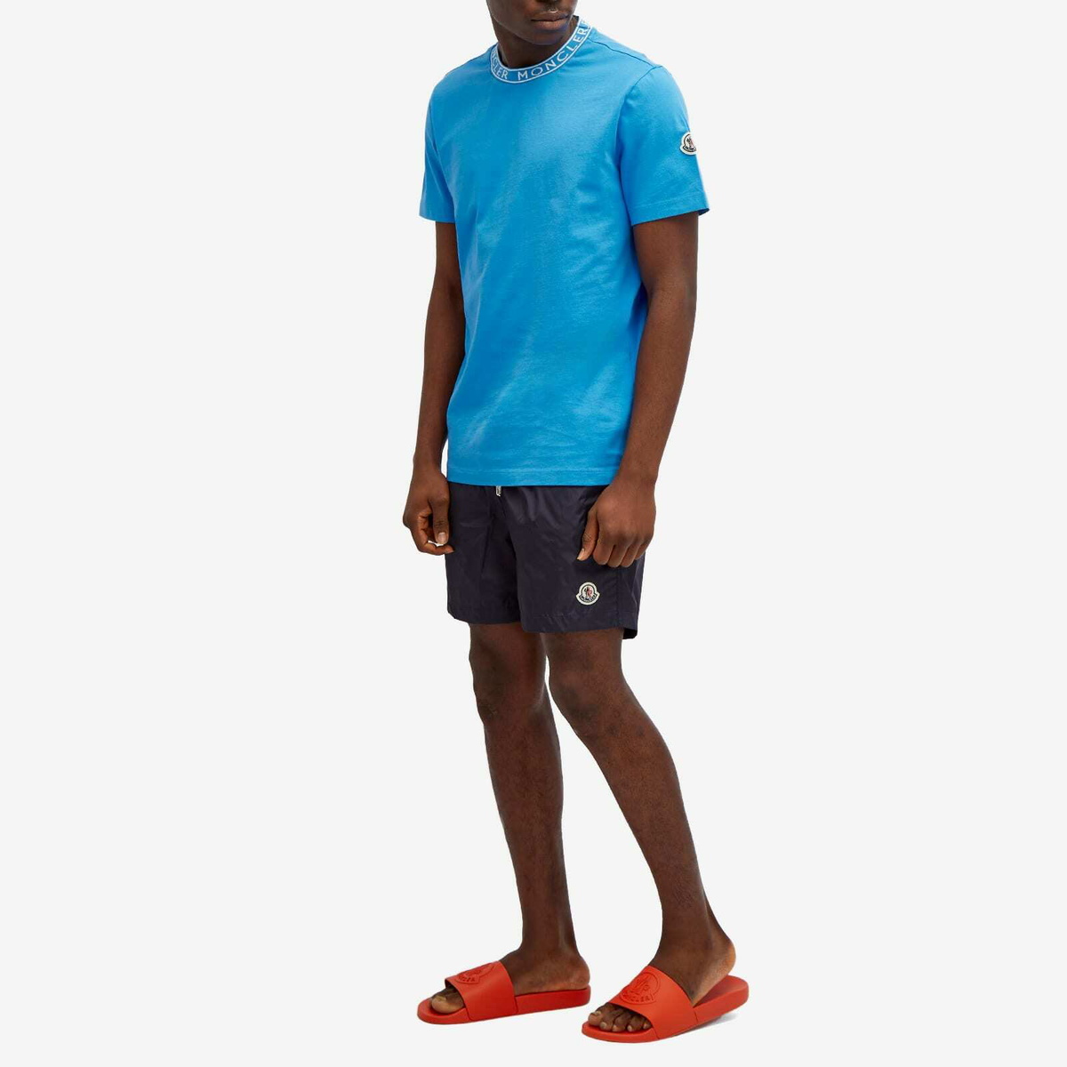 【関税&送料込】Moncler T-shirts and Polos Blue Cotton polo shirt in blue - Moncler | Mytheresa
