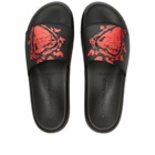 Alexander McQueen Men's Heart Logo Pool Slide in Black/Lust Red