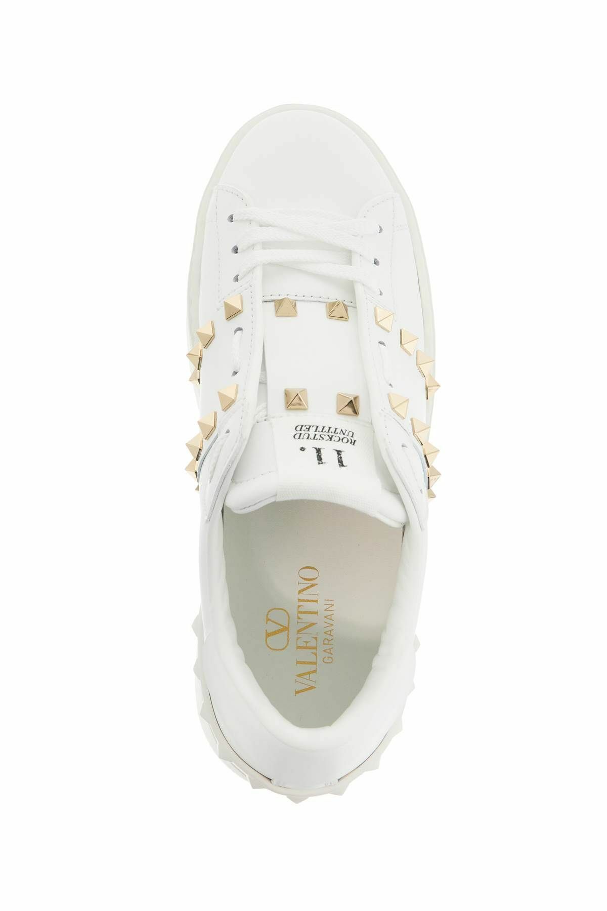 One Stud Sneaker Garavani Calfskin Fabric Gold White