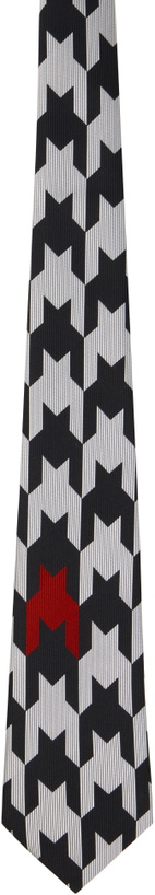 Photo: Comme des Garçons Homme Deux Black & White Silk Geometric Pattern Tie