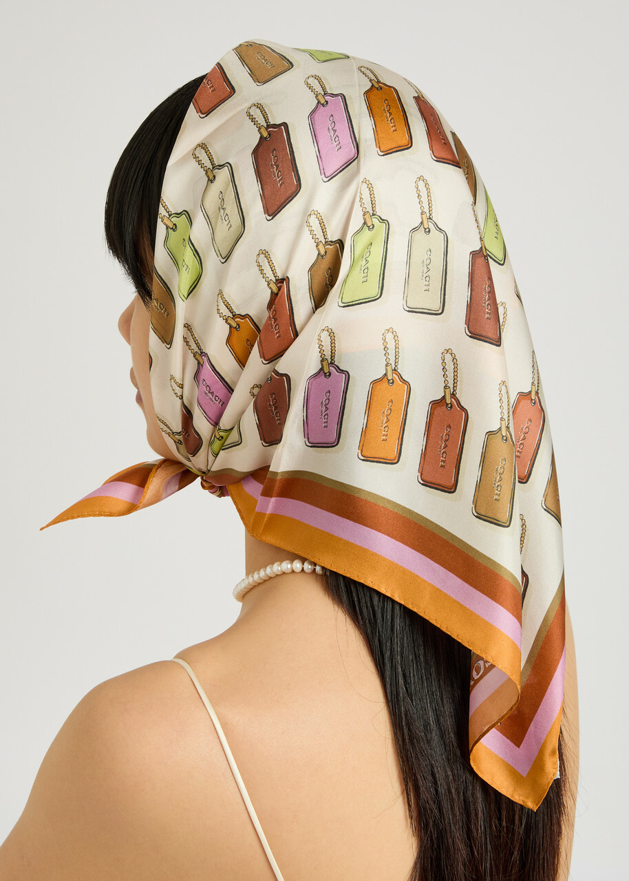 Coach Printed Silk Bandana Scarf - Multicoloured - One Size