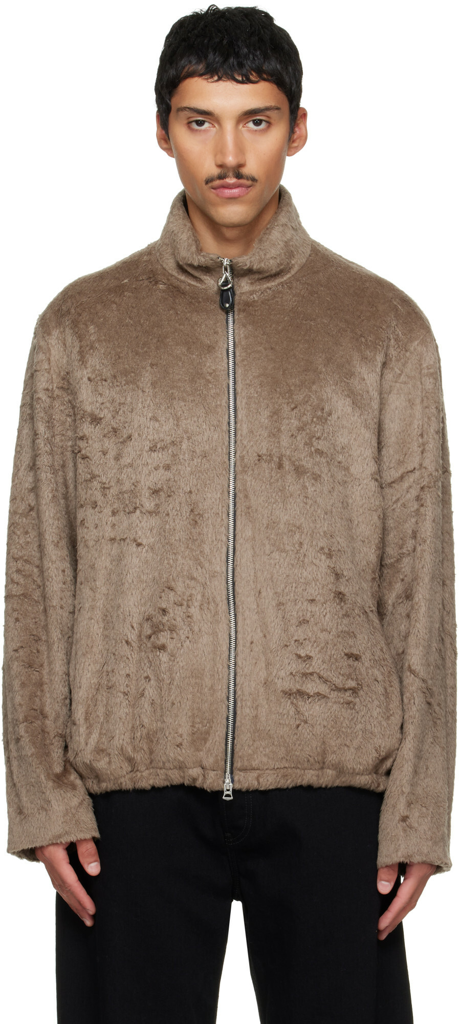 Solid Homme Brown Faux-Fur Jacket