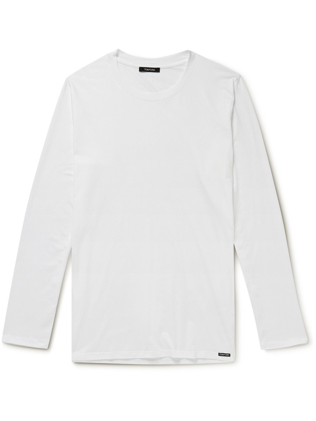 Photo: TOM FORD - Stretch Cotton and Modal-Blend T-Shirt - White