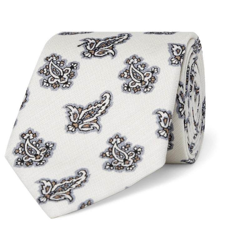 Photo: Turnbull & Asser - 8cm Paisley-Print Cotton and Silk-Blend Piqué Tie - Neutrals