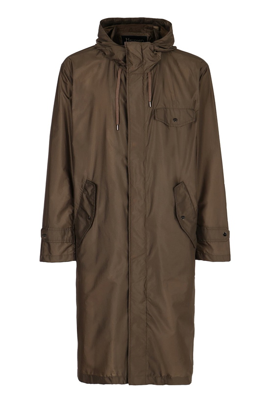 Photo: Herno Hooded Techno Fabric Raincoat