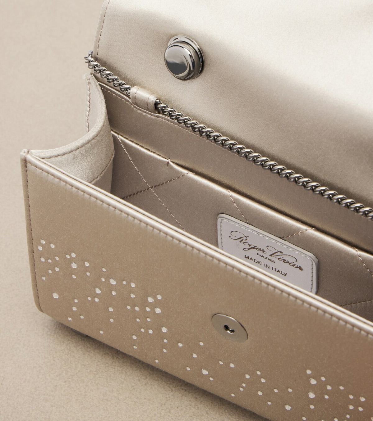 Roger Vivier Envelope embellished satin top-handle bag
