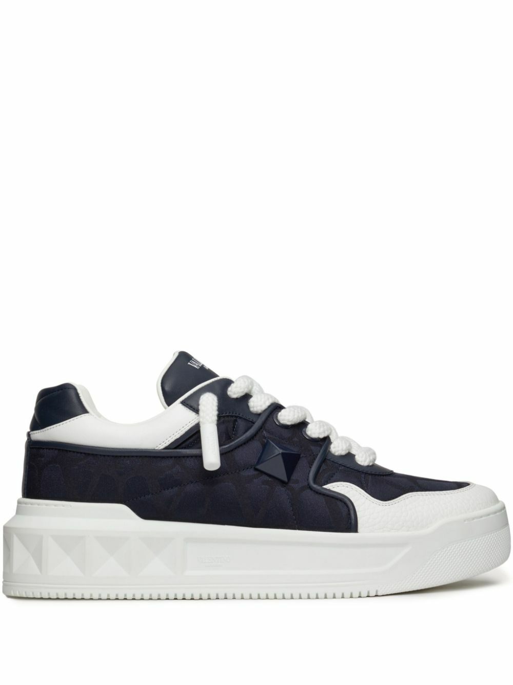 One Stud Sneaker Garavani Calfskin Fabric Green White