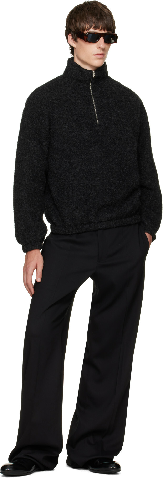 Jil Sander Black Quarter-Zip Sweater