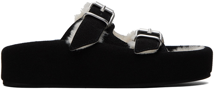 Photo: MM6 Maison Margiela Black Sunken Footbed Slides