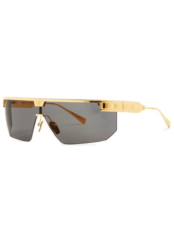 Photo: Balmain Eyewear Major Wrap-around Sunglasses - Gold - One Size