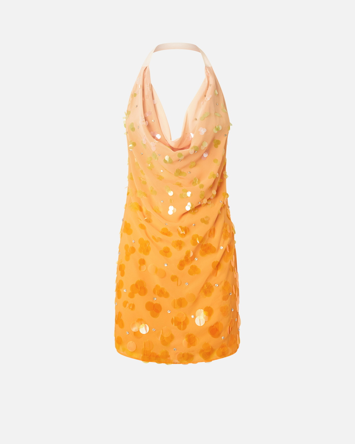 Pinko Gradient Mini Dress With Sequins And Open Back Mult. Orange/Yellow