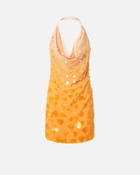 Pinko Gradient Mini Dress With Sequins And Open Back Mult. Orange/Yellow