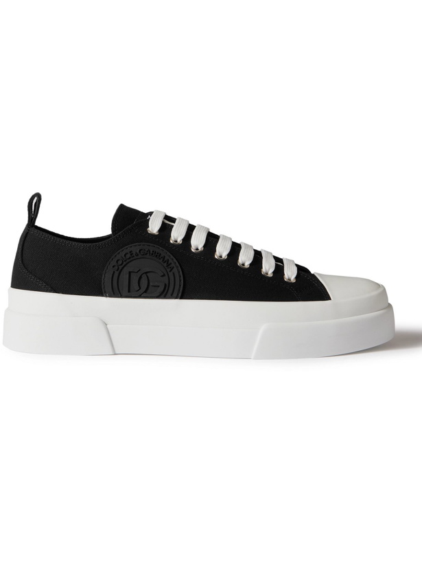 Photo: Dolce & Gabbana - Portofino Logo-Appliquéd Canvas Sneakers - Black