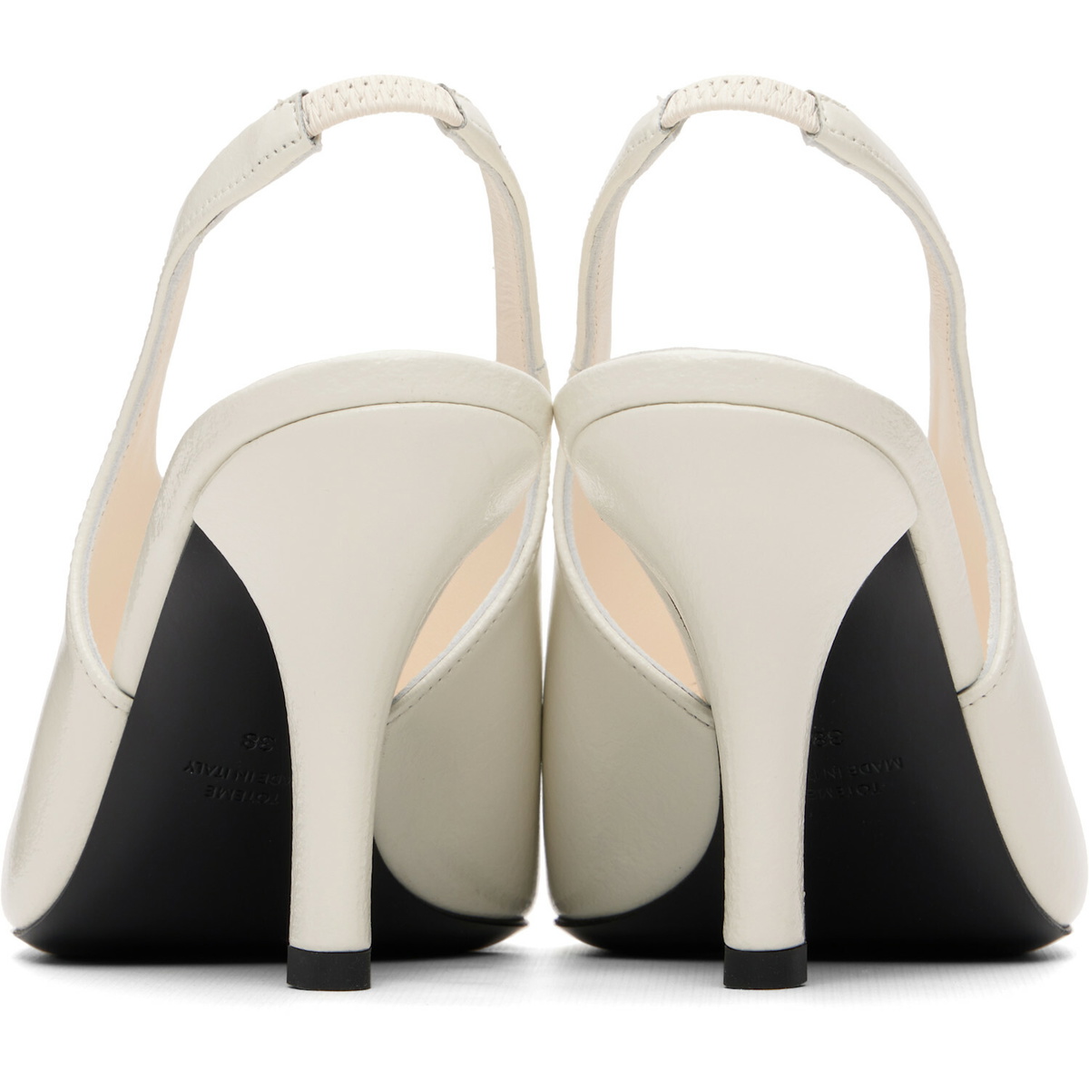 TOTEME Off-White Contour Naplack Slingback Heeled Sandals