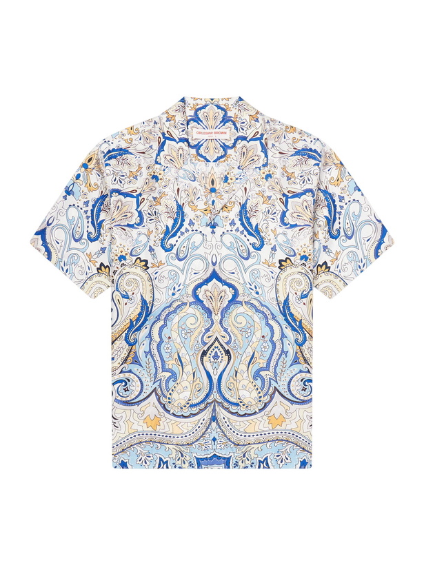 Photo: Orlebar Brown - Maitan Camp-Collar Printed Silk-Satin Shirt - Blue