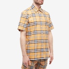 Burberry Men's Caxbridge Short Sleeve Check Shirt in Dusty Orange Check