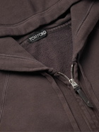 TOM FORD - Garment-Dyed Cotton-Jersey Zip-Up Hoodie - Brown