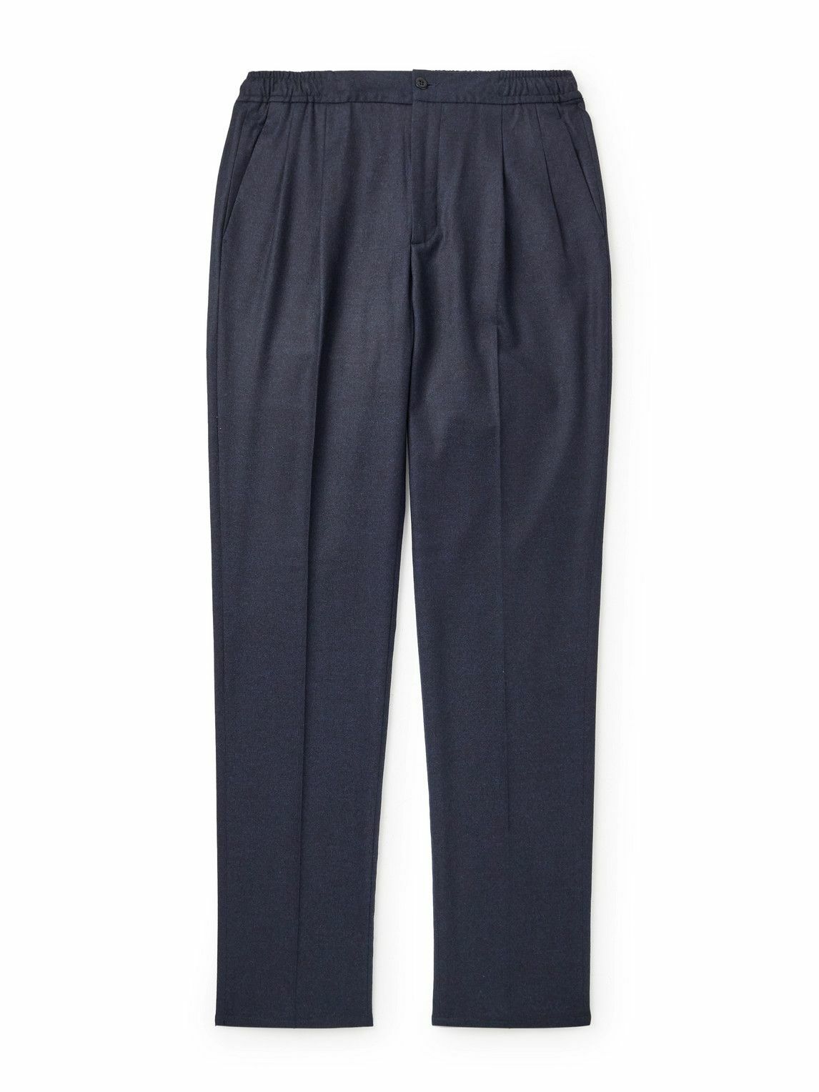 Rubinacci - Leisure Straight-Leg Pleated Wool-Flannel Trousers - Blue