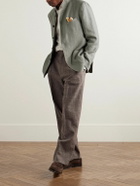 Boglioli - Slim-Fit Nehru-Collar Herringbone Linen Jacket - Gray