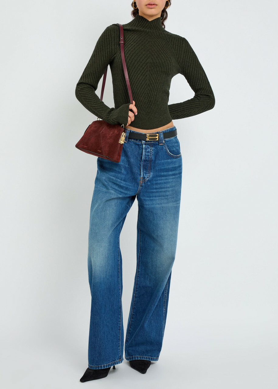 Victoria Beckham Ribbed Merino Wool top Green
